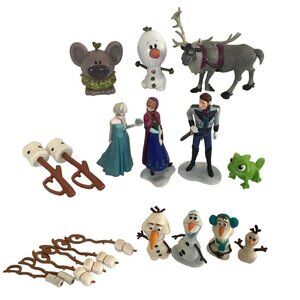 Disney Frozen Movie Character Figures Cake Toppers Elsa Anna Olaf Lot of 19